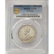 AUSTRALIA 1915 . FLORIN . PCGS AU50